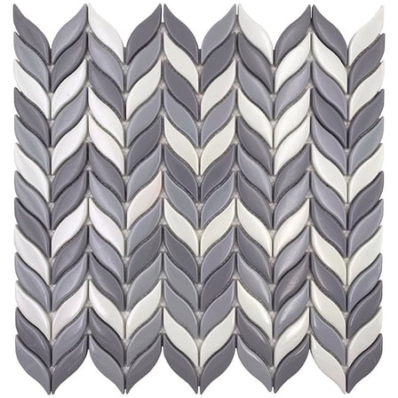 10 pack Gray and White 11.6-in X 12.1-in Recycled Glass Mosaic Floor and Wall Tile (9.75 sq ft/case)