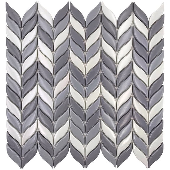 10 pack Gray and White 11.6-in X 12.1-in Recycled Glass Mosaic Floor and Wall Tile (9.75 sq ft/case)