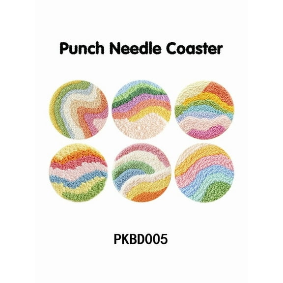 Punch Needle Coasters Kit,6-pattern punch needle Needle Coasters Kit ,Punch Art for Beginners,Suitable for Home Decoration