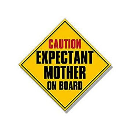 Expectant Mother On Board Caution Sign Shaped Sticker Decal (car mom baby safety) 5 x 5