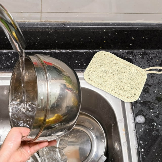 Natural Loofah Dishwashing Brush | Non-Scratch Sponge for Pots and Pans | Eco-Friendly Non-Stick Cleaning Cloth | Reusable Multi-Surface Kitchen Scrubber | 100% Plant-Based Fiber | Sustainable