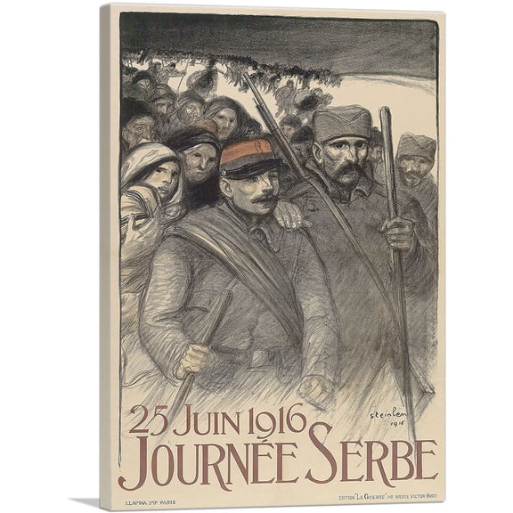 ARTCANVAS Journee Serbe - Save Serbia Our Ally 1916 Canvas Art Print by Theophile Steinlen - Size: 18" x 12" (1.50" Deep)