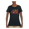 thumbnail image 2 of Colorful Rainbow Cat Animal Lover Womens Graphic T-Shirt, Black, Small, 2 of 3