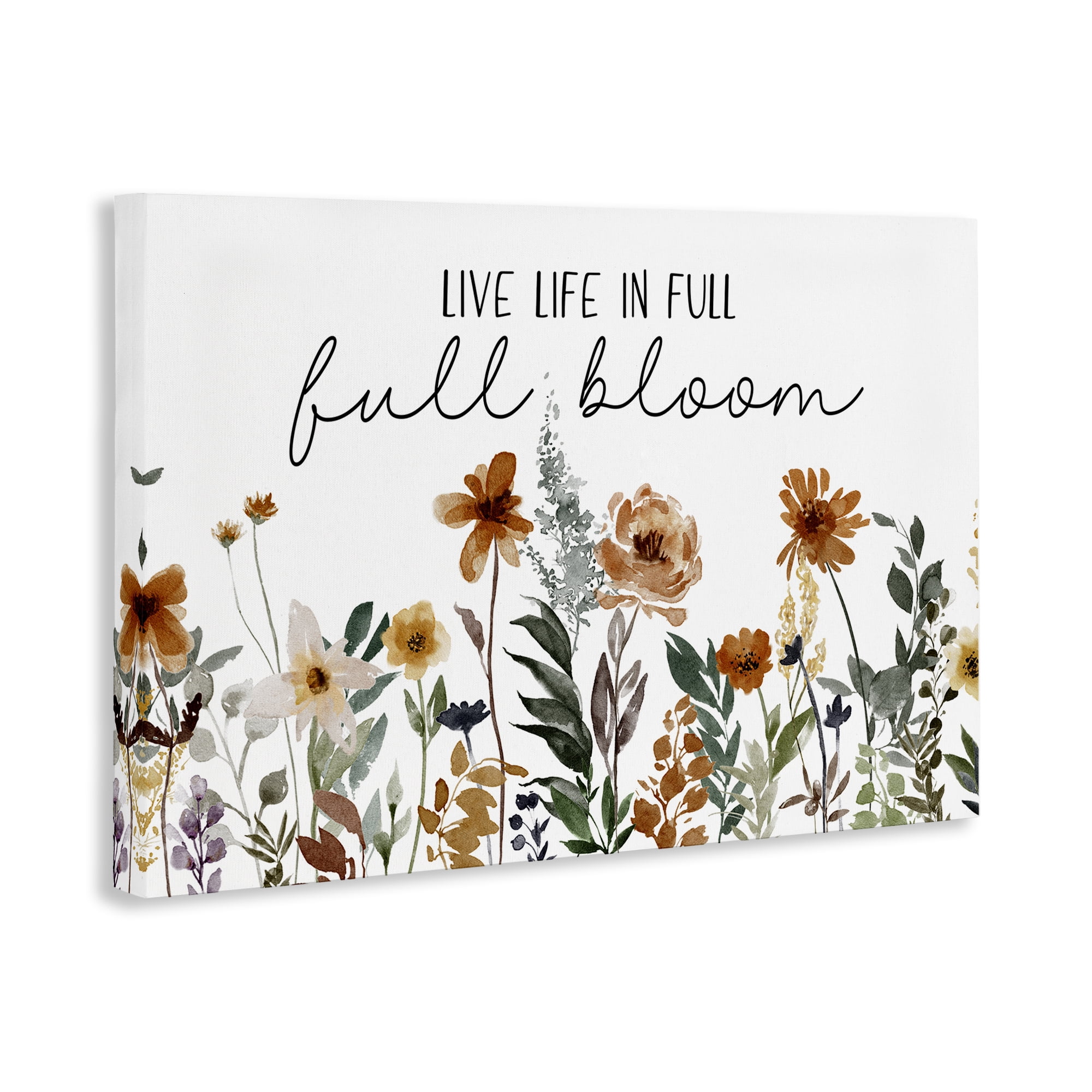Stupell Industries Full Bloom Sentiment Plants & Flowers Painting Wrapped Canvas Art Print Wall Art, 24 x 16