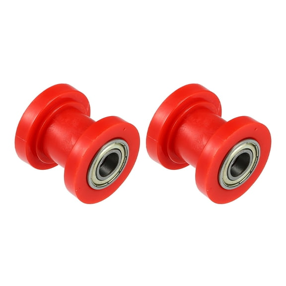 2 Pcs 10mm Drive Chain Pulley Chain Adjustment Tensioner Rubber Wheel Guide for Motorcycle ATVs Red