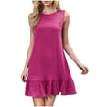 thumbnail image 2 of Horkkom Mini Dresses for Women Sleeveless Solid Color Summer Dresses Beach Vacation Soft Sundresses, S-2XL, 2 of 3