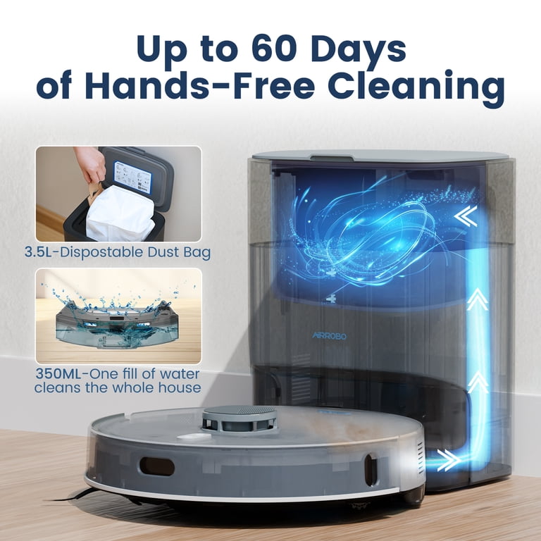 AIRROBO, Robot Vacuum and Mop Combo, T25+, Self-Empty, 5500Pa
