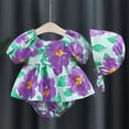 thumbnail image 2 of Gibobby Pañalero de algodón con volantes y espalda descubierta Floral para niñas pequeñas, mono, mono, monos de fiesta de cumpleaños, ropa con sombrero para(Morado, 12 Meses), 2 of 3