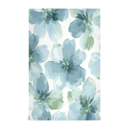 

WOBOGO Elegant Flowers in Shades Of Blue Kitchen Towel 4 Piece Large Cotton Dishcloth Premium Absorbency Set with Hanging Loop