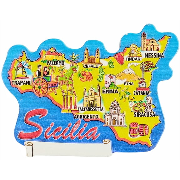Sicily Italy 3D Fridge Magnet Souvenir Gift,Resin Handmade Sicilia Refrigerator Magnet Home Decoration Collection