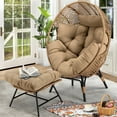 thumbnail image 6 of RADIATA Patio Egg Chair with Foot Rest, Oversized Rattan Egg Shaped Chair with Cushion, 440lbs Weight Capacity for Indoor Outdoor Patio Balcony, Brown, 6 of 8