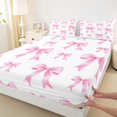 thumbnail image 3 of Manfei Cute Cartoon Bowtie Twin Sheet Sets,Ribbon Bow Knot Twin Fitted Sheet,Pink White Flat Sheet For Girls,Microfiber Bedroom Decor,3pcs, 3 of 7