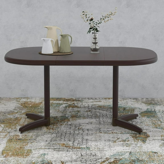 Chromcraft Dining Table for 4 Person and 6 Person, Extendable Wooden Kitchen Room Dining Table with 18" Extension Leaf (Walnut)