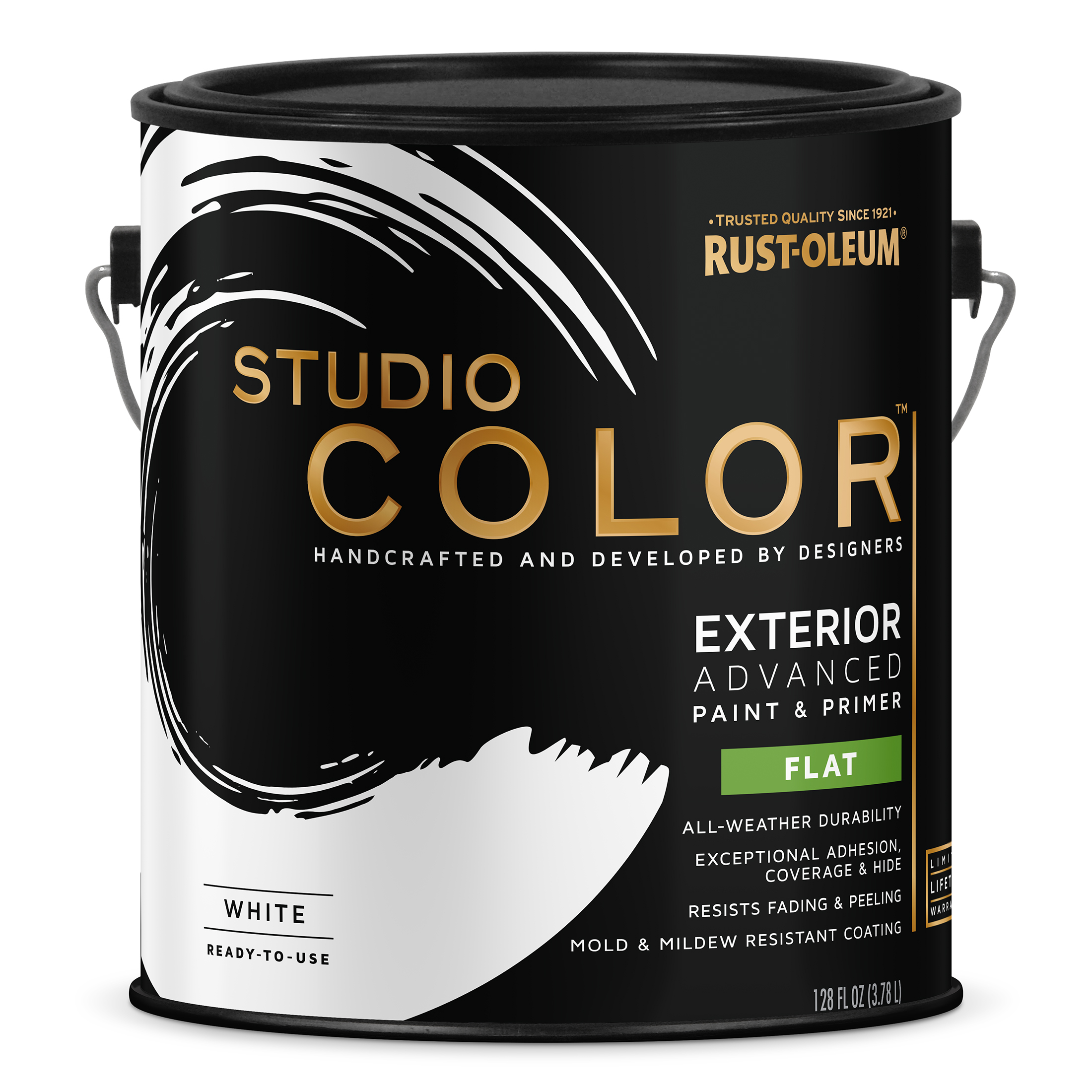 White, Rust-Oleum Studio Color Exterior Paint + Primer, Flat Finish, Gallon