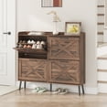 thumbnail image 2 of VEANERWOOD Rattan Shoe Storage Cabinet with 4 Flip Drawers 40 Pairs, Narrow Shoe Cabinet with Wooden Legs for Entryway, Living Room, 2 of 9