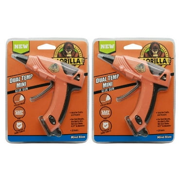 Gorilla Hot Glue Gun Mini Dual Temp 20 Watts Orange, 2 Pack