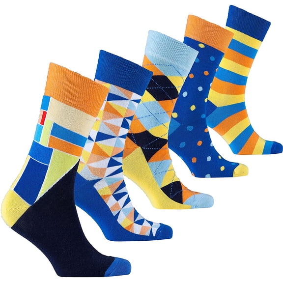 socks n socks-men's 5-pair luxury fun cool cotton colorful mix socks gift box