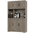 thumbnail image 2 of Homfa 70.9'' Tall Kitchen Pantry with Microwave Countertop, Farmhouse Buffet Hutch, Floor 6 Doors Cupboard Storage Cabinet for Dining Room Kitchen, Gray, 2 of 7