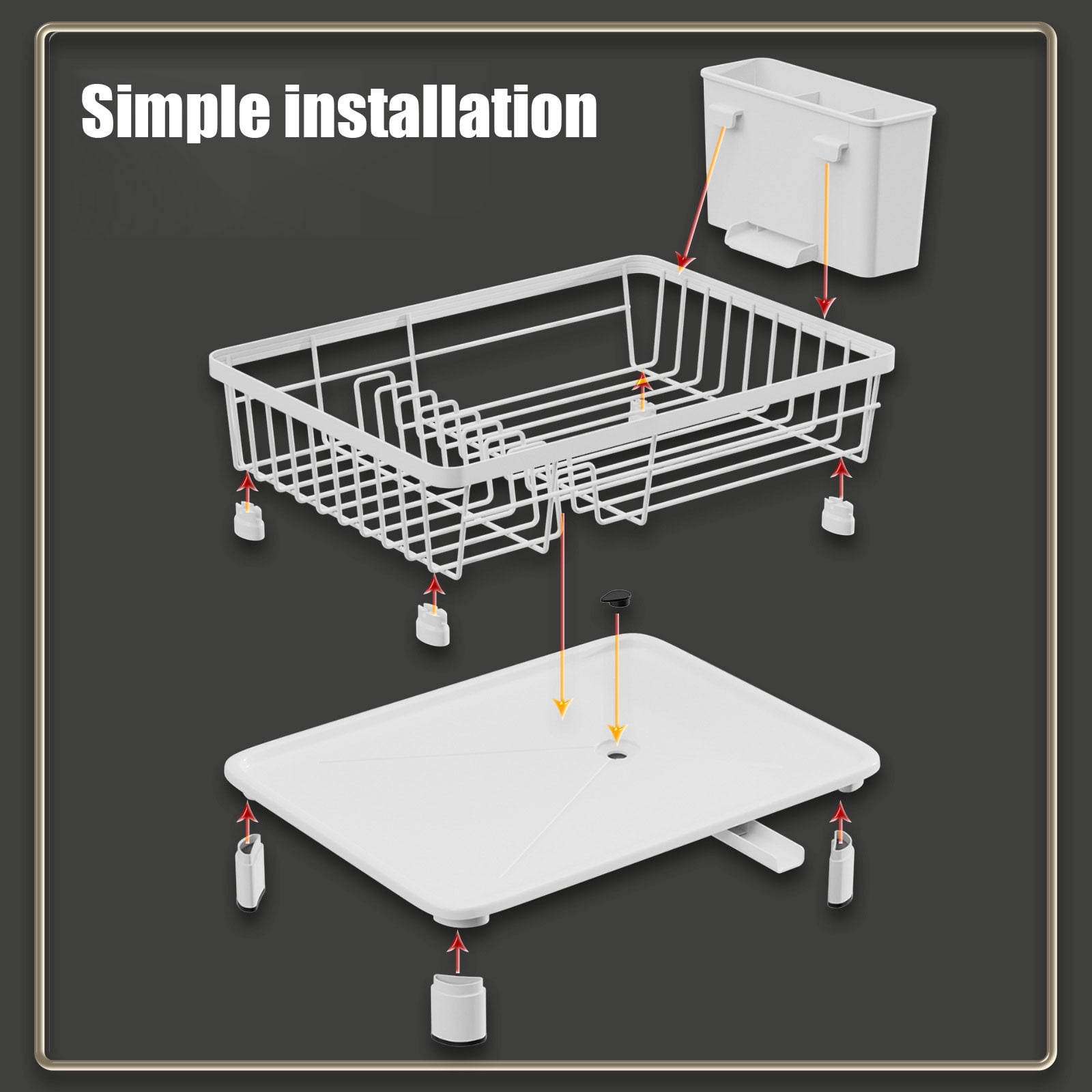 Bxaolu Small Dish Drying Rack, Compact Dish Rack for Kitchen Counter, Stainless Steel Dish Drainer, Space Saving Plate Rack, Dish Strainer with Cutlery Holder(Black, 11" Wx 14.9L" x 5"H)