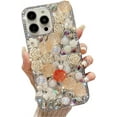 thumbnail image 6 of Designed for iPhone Case,Luxury Glitter Sparkle Sparkly Bling Flower Rhinostone Crystal Shockproof Protective Cover Phone Case (iPhone 13 Pro,Blue), 6 of 6