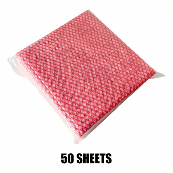 AUQ 50Pcs Reusable Paper Towels,Resilient Weaving Dusting Cloths,Grease-Absorbent Mesh Kitchen Wash Cloths for Dishes,Red
