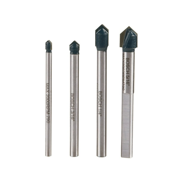 Juego de brocas BOSCH GT2000 para vidrio con punta de carburo, 4 piezas
