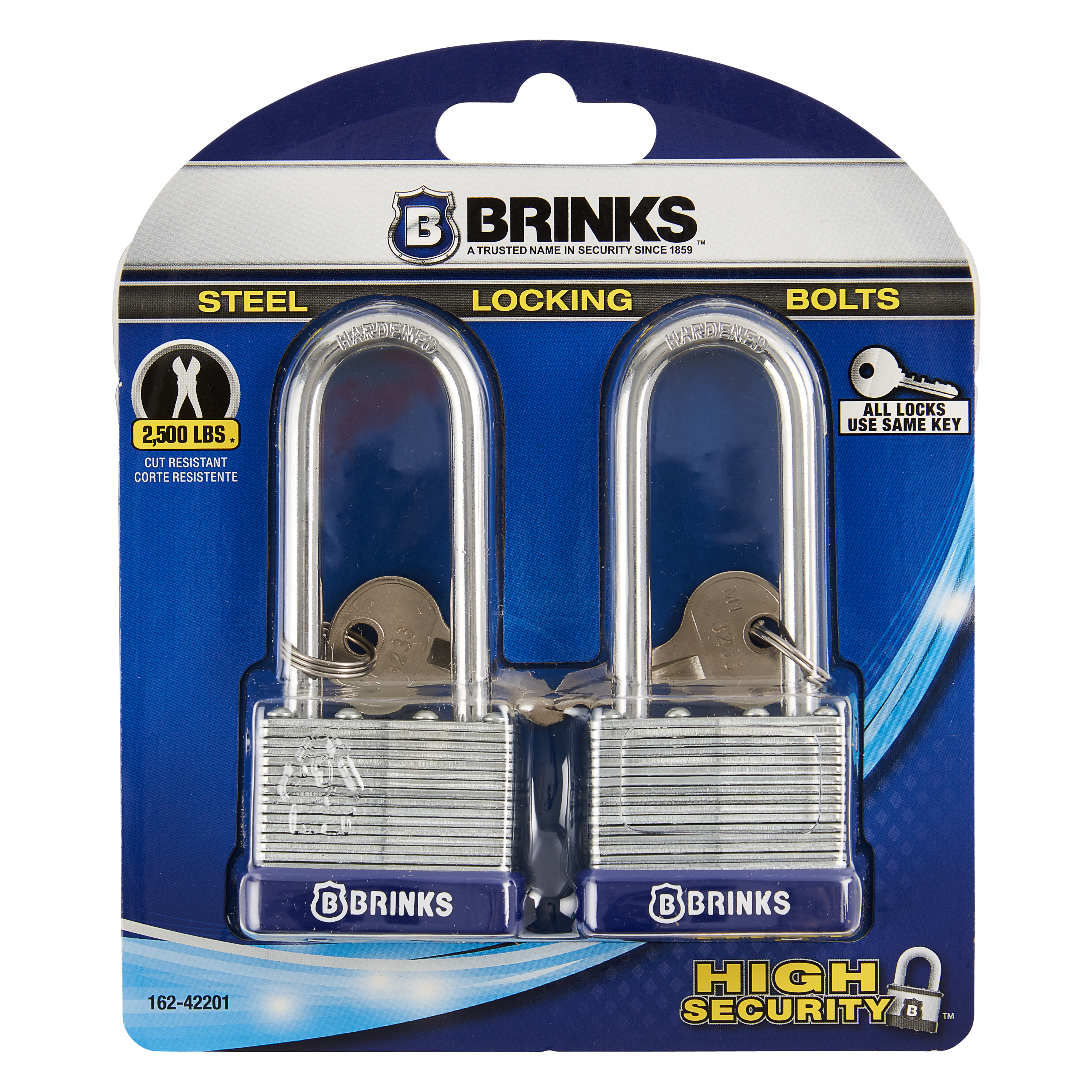 Brinks Laminated Steel Keyed Padlock 40mm, 2-Pack photo 2