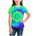 thumbnail image 4 of Xdegoge Big Girls Cute Flower Graphic T Shirts Casual Tie Dye Pattern Tops Short Sleeve Crewneck Soft Comfy Summer Playwear Kids Breathable School Active Tees, 4 of 5