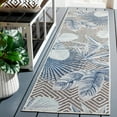 thumbnail image 2 of SAFAVIEH Cabana Salima Botanical Indoor/Outdoor Runner Rug, Ivory/Navy, 2' x 9', 2 of 6