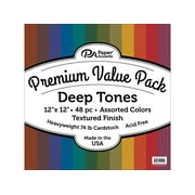 Premium Cdstk Pk 12x12 48pc Ast Textured Deep Tones