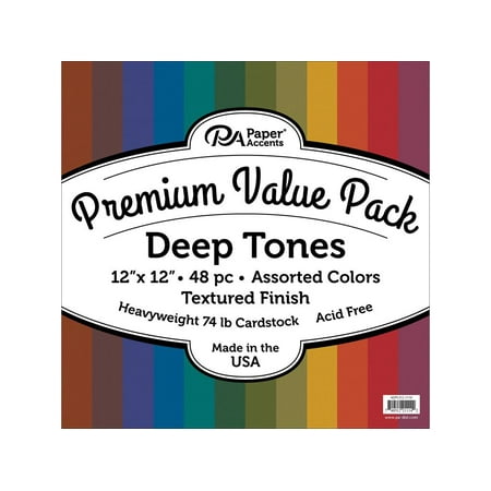 Premium Cdstk Pk 12x12 48pc Ast Textured Deep Tones