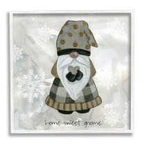 Stupell Industries Home Sweet Gnome Winter Snowflakes Graphic Art White Framed Art Print Wall Art, Design by Livi Finn
