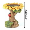 SuoKom Resin Sunflower Bird Bath with Brown Pedestal, Handmade for