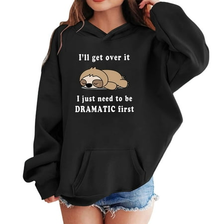 DHFJKG Girls Hoodies Oversized Long Sleeve Hooded Sweatshirt Casual Pullover With Print Cute Graphic Top For Play And Everyday Wear Stylish Tops