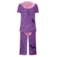 thumbnail image 3 of Jamicy Pyjamas d'Halloween pour Femmes Ensemble de Pyjama Capris Décontracté à Col Rond Imprimé avec Boutons, 3 of 4