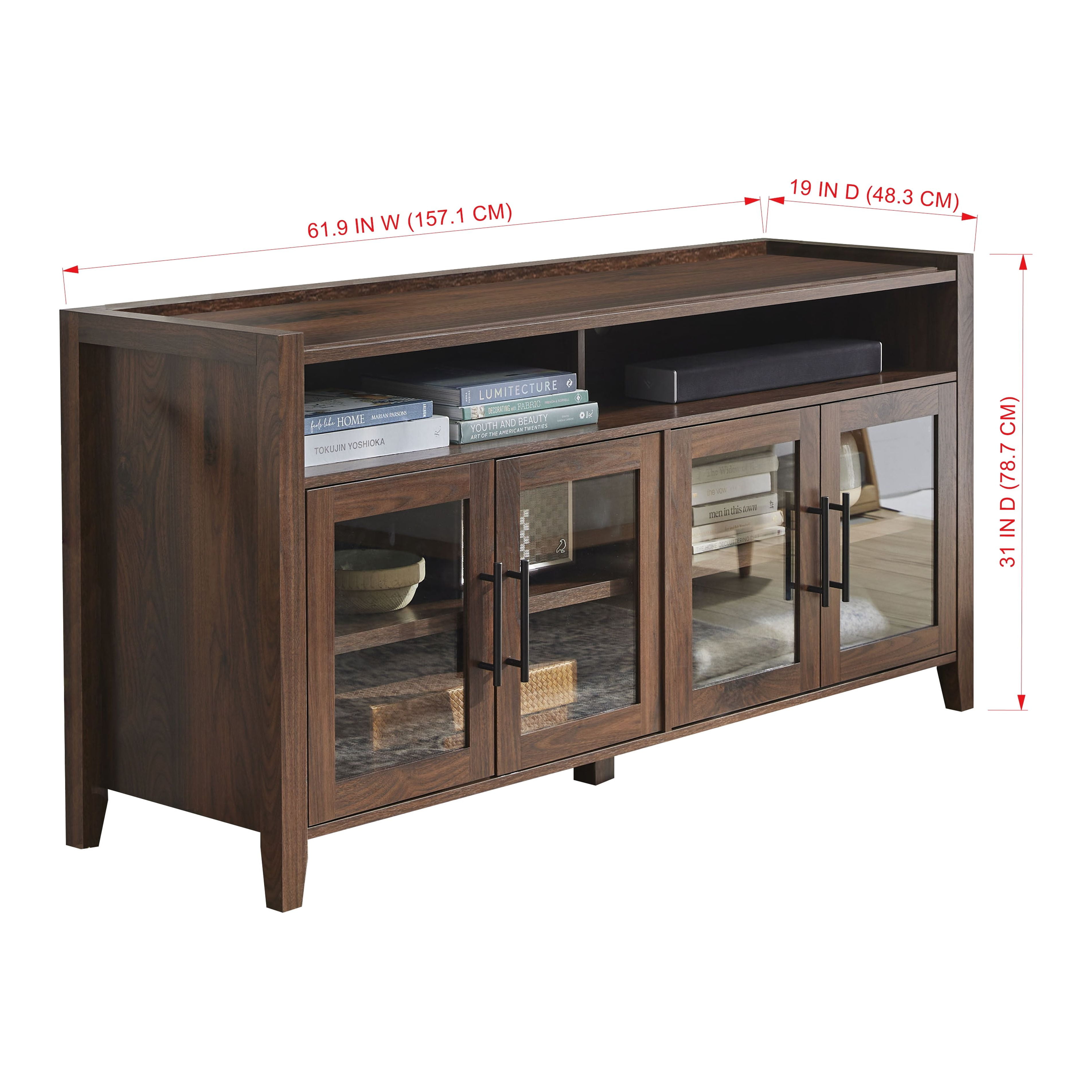 Better Homes & Gardens Reading Refined Farmhouse TV Stand for TVs up to 65", Walnut Finish