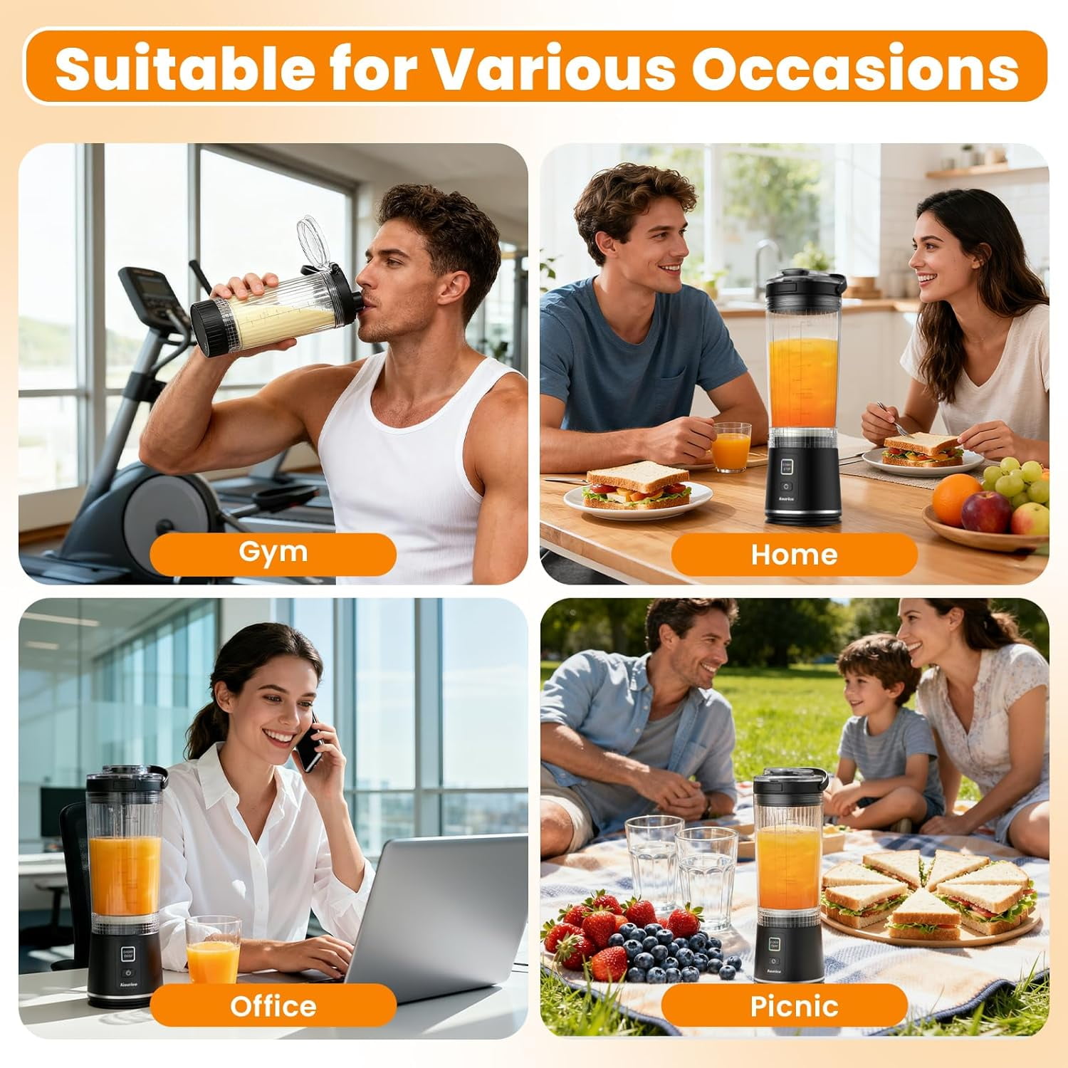 Personal Size Portable Blender for Shakes & Smoothies with TurboForce Motor