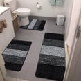 thumbnail image 2 of Bathroom Rugs, Yamaziot Bath Mat Set of 3, Absorbent Microfiber Bath Rug, Non-Slip Shaggy Ultra Soft Bathroom Mat with U Shaped Contour Toilet Mat for Tub Front, Shower Floor, Black, 2 of 8