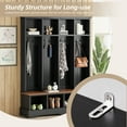 thumbnail image 6 of Euroco Farmhouse 59"W Wide Hall Tree with 8 Hooks, Practical Entryway Bench with Open Compartments, 76.7"H Modern 3-in-1 Wooden Style Coat and Shoe Rack for Mudroom, Living Room, Black, 6 of 9