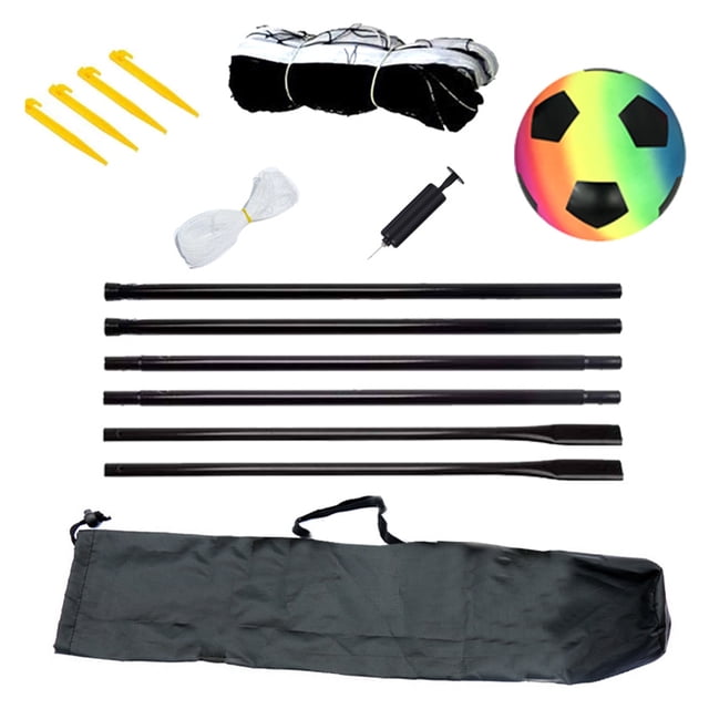 Filet de Volleyball de Plage Filet de Football Filet de Badminton avec Support Sac d'Emballage pour Cour Arrière Extérieur Portable