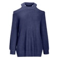 thumbnail image 5 of XFLWAM Womens Cold Shoulder Knit Sweaters Long Sleeve Crewneck Backless Jumper Tops Blue S, 5 of 7