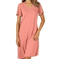 thumbnail image 5 of Kureaily Nightgowns For Women With Built In Bra V Neck Short Sleeve Sleepwear Casual Loose Nightshirts Soft Comfy Sleepshirts Sleepwear Pajama Dress, 5 of 6