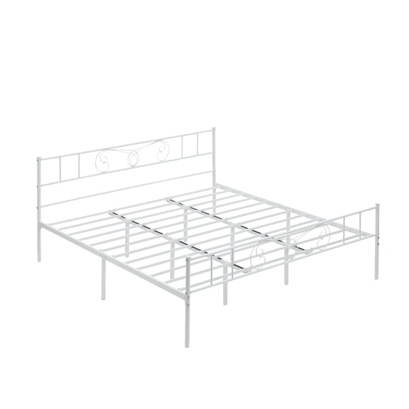 ChaoLink King Bed Frame Platform with Headboard and Footboard Metal Bed Mattress Foundation with Storage No Box Spring Needed BlackWhite