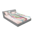 thumbnail image 2 of Ambesonne Ocean Fitted Sheet & Pillow Sham Set, Seashells Ornate Vivid, Queen, Pink Blue Green, 2 of 2