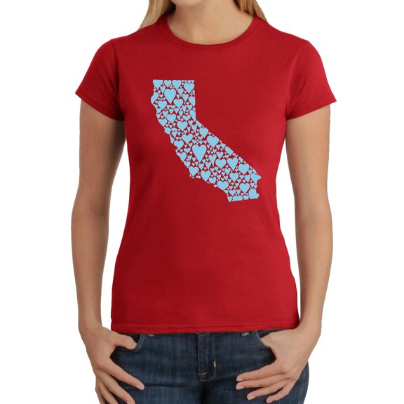 Women's Word Art T-Shirt - California Hearts