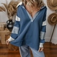 thumbnail image 4 of HAiming Color Block Pullover Tops Casual V Neck Lapel Collar Long Sleeve Shirt Fall Winter Trendy Clothes, 4 of 4