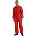 thumbnail image 2 of Runhomal Men's Long Sleeve Coveralls Dustproof Durable Button Up Work Overalls Jumpsuits Workwear Red 3XL, 2 of 7