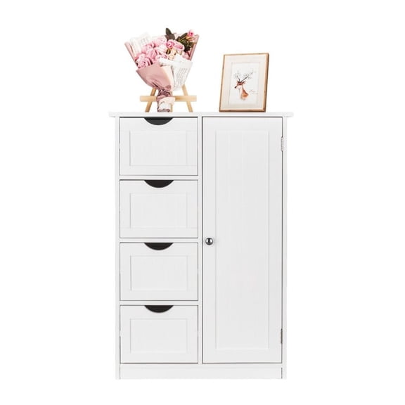 Waterproof Bathroom Storage Cabinet - White Organizer with Adjustable Shelf - Space Saving Tall Slim Linen Tower - Durable Bathroom Shelves for Toiletries, Towels - Easy Move