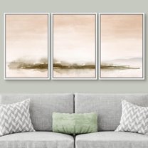 PixonSign Framed Wall Art Set Watercolor Island Mountain Lake Landscape Nature Wilderness Abstract Modern Art Print Decoration Scenic Rustic for Living Room, Bedroom, Office - 16"x24"x3 White