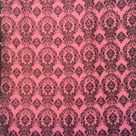 Polyester Taffeta with Velvet Flocked Damask Fabric 58 Wide by 180 (5-Yards) for Arts Crafts & Sewing